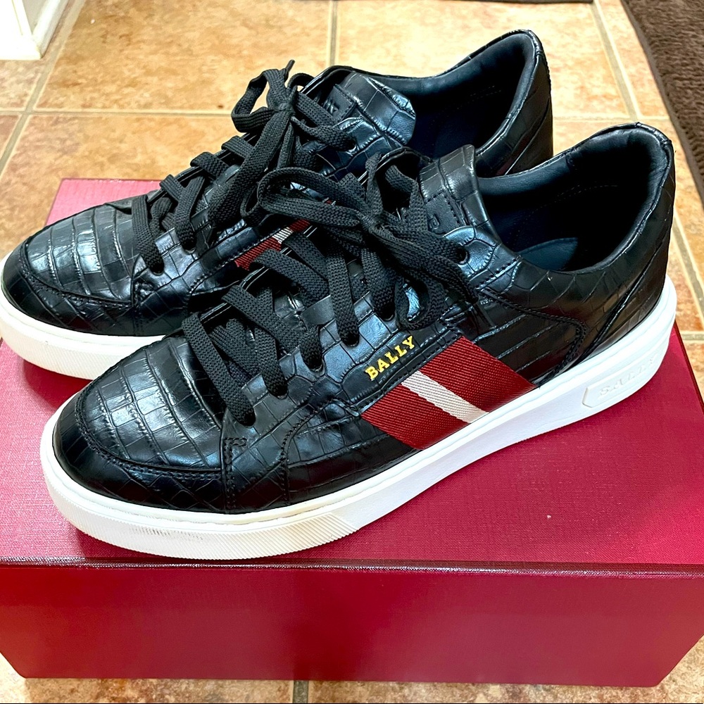 Bally Men's Marrel Leather Croc-Embossed Sneakers